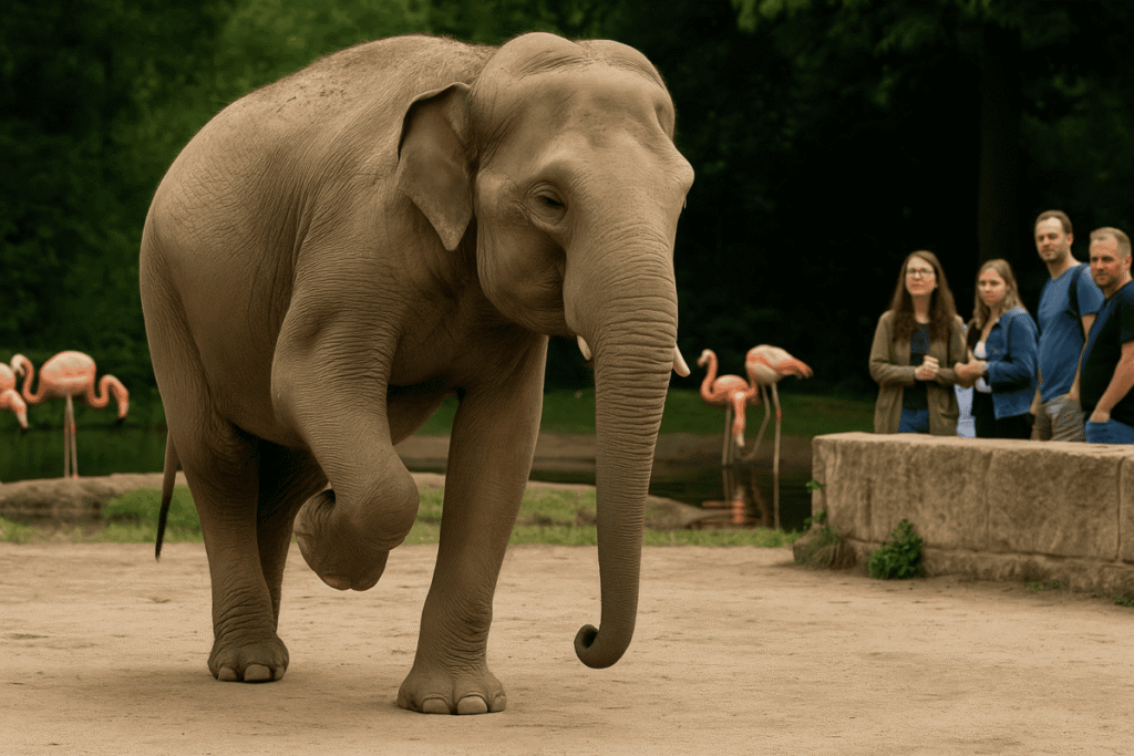 Elefant erklärt Beinheben zum Lifestyle – Flamingos „leicht irritiert“
