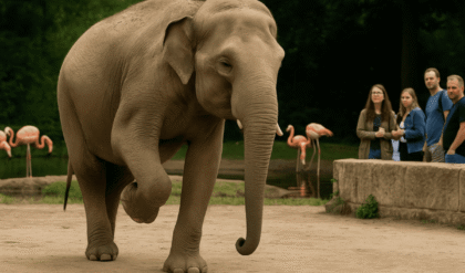 Elefant erklärt Beinheben zum Lifestyle – Flamingos „leicht irritiert“